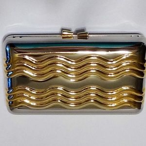 silver-tone with gold-tone wave metal clutch